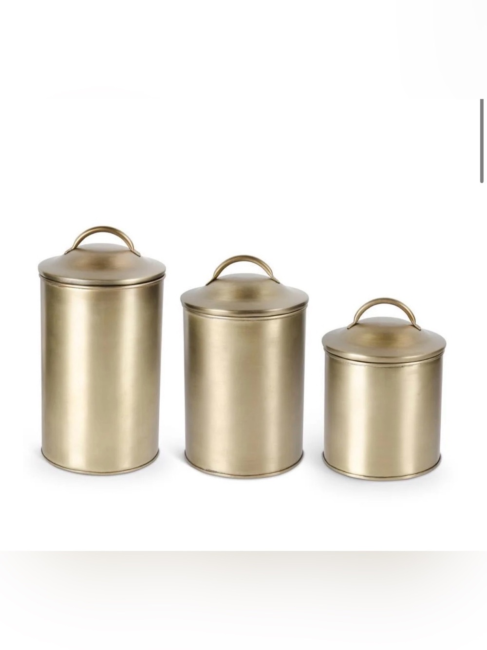 Metal Kitchen Canister Set in Gold - 3 Piece